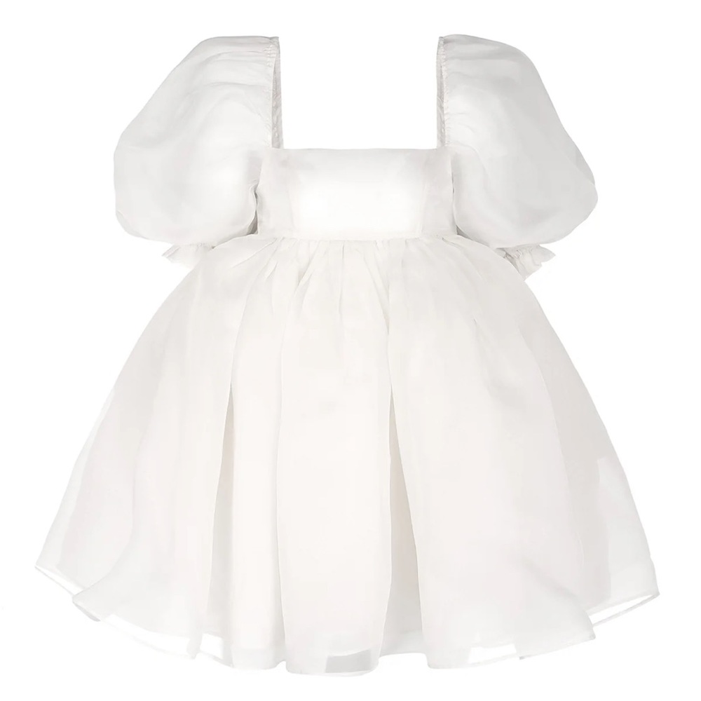 Selkie White Puff Sleeve Mini Dress